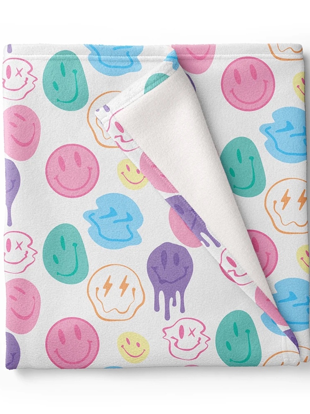 Top Trenz Happy Sherbet Fuzzy Throw Blanket Smiley face giveaway goody bag